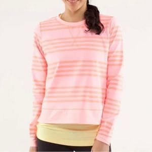 Lululemon Athletica Ocean Stripe Bleached Coral/Pop Orange pullover. size 6